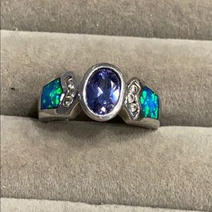 Tanzanite/opal silver ring